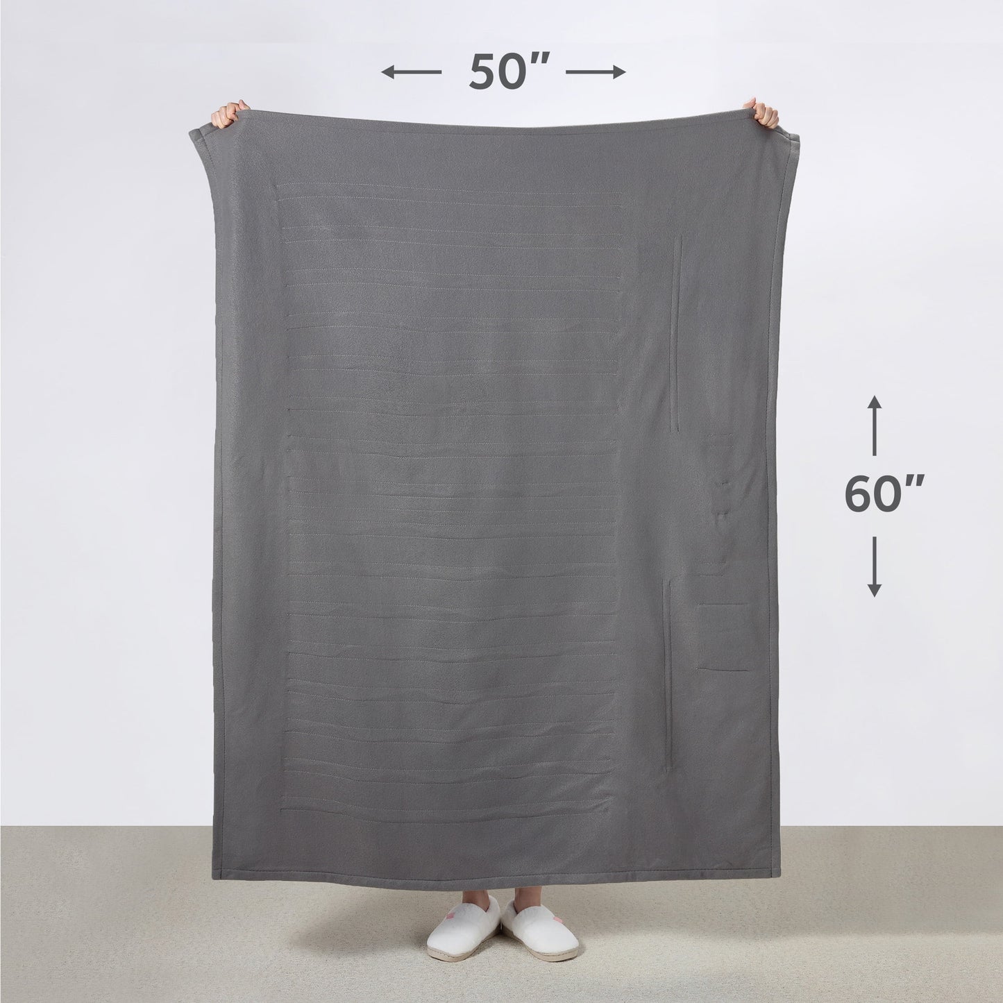 Electric Heated Blanket - Grey Fleece, 4 Heat Settings, 4-Hour Auto Shut-Off, 50” x 60”