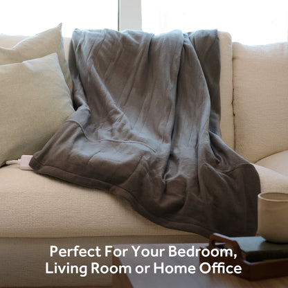 Electric Heated Blanket - Grey Fleece, 4 Heat Settings, 4-Hour Auto Shut-Off, 50” x 60”