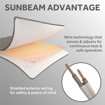 Electric Heated Blanket - Grey Fleece, 4 Heat Settings, 4-Hour Auto Shut-Off, 50” x 60”